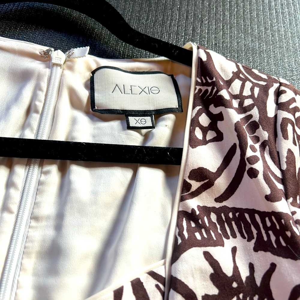 Alexis cream and brown print dress